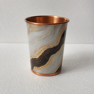 Vaso de Agua de Cobre Puro con Estampado de Mármol de Lujo, Vaso de Cobre Hecho a Mano, Taza Ayurvédica de Diseño, Artículos de Cocina para Bebidas, Venta al por Mayor - Product Image 2
