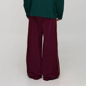 <b>Men's</b> Burgundy Sweatpants Elastic Waist Drawstring Closure Side Stripe Casual Joggers Autumn Wear - Product Image 3