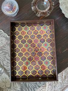 Plateau de service en bois ottoman fait main, décoratif, en résine époxy, par HWC - Product Image 3