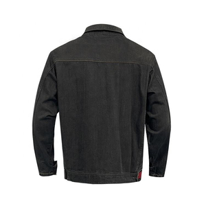 Chaqueta de Mezclilla Oscura para Hombre, Estilo Workwear, Cuello Camisero, Cierre de Cremallera, Múltiples Bolsillos, Material de Algodón, Ropa de Otoño - Product Image 2