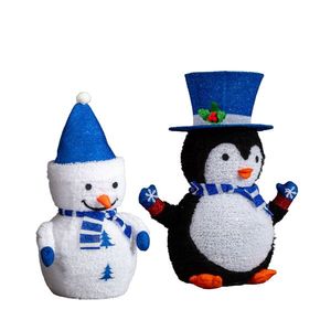 Set di 2 Decorazioni Natalizie Luminose a Forma di Pinguino e Pupazzo di Neve, 100 LED Bianco Caldo Pre-illuminati, Decorazioni Festive a Scomparsa - Product Image 3