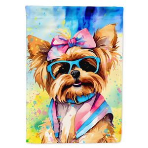 Yorkshire Terrier Hippie gran porche poste decorativo patio Banner Multicolor colgante de pared poliéster casa tamaño ilustraciones Multicolor - Product Image 1