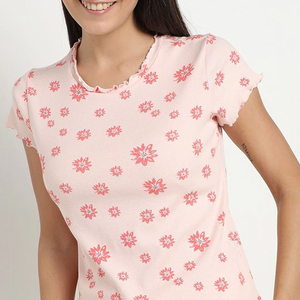 T-shirt Femme Respirant Nouveau T-shirt Femme 100% Coton Uni Décontracté Col Rond Manches Courtes T-shirt Imprimé Femme - Product Image 3
