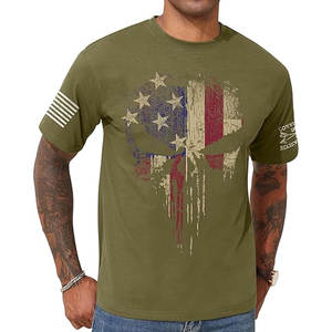 T-shirt à manches courtes pour homme avec motif crâne et drapeau américain, style Punisher, graphique patriotique, drapeau USA audacieux, décontracté, en coton, pour l'été - Product Image 2