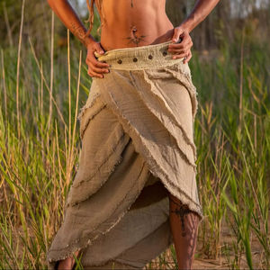 Falda Cruzada de Algodón Crudo |   Falda Maxi Bohemia de Varias Capas |   Ropa Estilo Gitano para Festivales |   Falda Estilo Hada Élfica para Mujer - Product Image 1