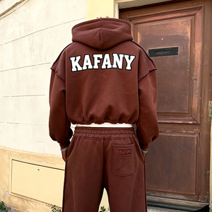 ชุดวอร์มผู้ชายสำหรับฤดูหนาว ผ้าฟลีซพิมพ์ลาย หนานุ่ม กันลม มีฮู้ด ผ้าฝ้าย 100% เสื้อฮู้ดแบบสวมหัว กางเกงวอร์มขายาว - Product Image 1