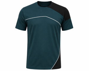เสื้อยืดแขนสั้นผู้ชาย คอโอ ทรงสปอร์ต แห้งเร็ว ผ้าถักโพลีเอสเตอร์ ทรงปกติ ดีไซน์เรียบง่าย สีตัดต่อ - Product Image 1