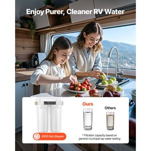 Sistema di filtrazione dell'acqua a 2 cartucce per camper, filtro per rimuovere sedimenti, cloro, cattivi gusti, odori e zanzare - Product Image 2