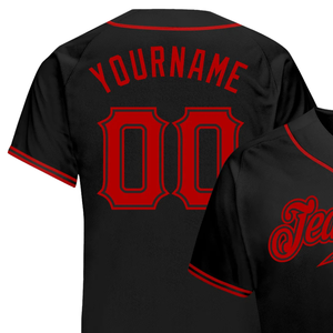 Black Red Baseball Jersey for Men Button Down Team Uniform Breathable Lightweight <b>Athletic</b> Tournament Sports Apparel Shirt - Product Image 3