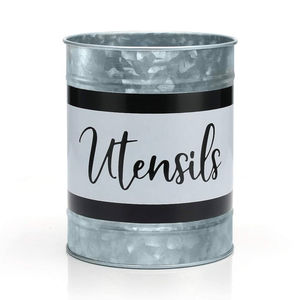 Support à ustensiles de cuisine robuste en métal galvanisé, style ferme, non pliable, 6 compartiments, pour comptoir - Product Image 3