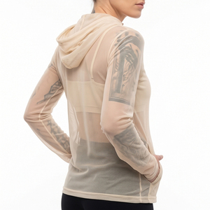 Hoodie en maille transparente tendance pour femme, haut sexy à manches longues, 100 % polyester, idéal pour l'été, hoodies transparents sexy - Product Image 6