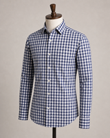 Chemise habillée homme en coton à carreaux gingham, coupe ajustée, respirante, à manches longues, boutonnée, sur mesure, qualité OEM, pour occasions formelles
