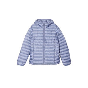 Chaqueta de Plumón Ligera Impermeable con Capucha para Mujer, Azul Grisáceo, Corte Ajustado, Abrigo Acolchado Cálido de Invierno, Ropa de Exterior Elegante y Moderna - Product Image 3