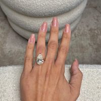 Diamant de laboratoire en forme de poire de 7 carats pour bague plaquée or 18 carats certifiée, couleur diamant blanc D |   Bague solitaire pour femme