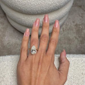 Diamant de laboratoire en forme de poire de 7 carats pour bague plaquée or 18 carats certifiée, couleur diamant blanc D |   Bague solitaire pour femme - Product Image 2