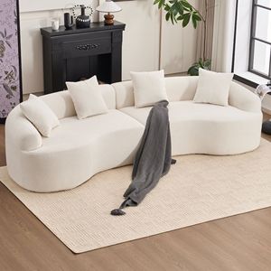 4 Seater White Chenille Fabric 30D <b>Sofa</b> with 60 Hardness Full <b>Sponge</b> 4 Pillows <b>for</b> Living Room Home Furnishings Video Provided - Product Image 1