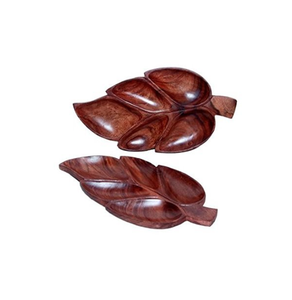 Plateau à fruits secs en bois personnalisé, 2 pièces, forme de feuille, pour une cuisine élégante, disponible à bon prix - Product Image 2