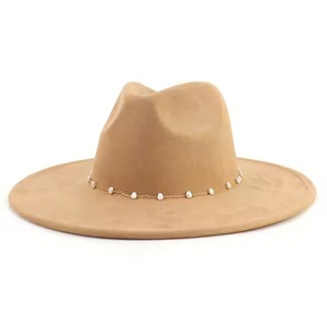 Sombrero Fedora Unisex de Ala Ancha Color Turquesa con Decoración de Perlas, Estilo Moderno, Color Sólido, Casual para Primavera/Verano, Nuevo Estilo de Lujo - Product Image 4