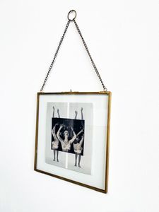 Wholesale Luxury Brass Metal Hanging Photo <b>Frame</b> Glass <b>Picture</b> Display Modern Wall Decor Minimalist Art Holder For Home Hotel - Product Image 1