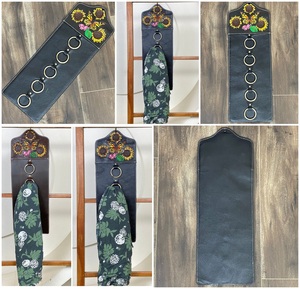 Organizador de Bufandas de Cuero Repujado Artesanal con Diseño de Mariposa, Soporte Colgante de 5 Anillos para Bufandas, Accesorio de Armario Estilo Western - Product Image 3