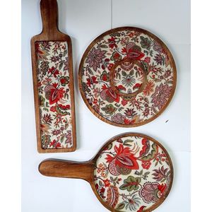 Stylish Wooden Printed Serving Tray for Tea Coffee Breakfast Snacks Decorative <b>Kitchen</b> Tray - Product Image 1