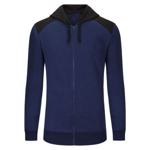 <b>Men's</b> <b>Navy</b> Blue Full Zip Hoodie and Black <b>Jogger</b> Set Two Piece Tracksuit Casual Sportswear Hooded Sweatshirt Matching Sweatpants - Product Image 3