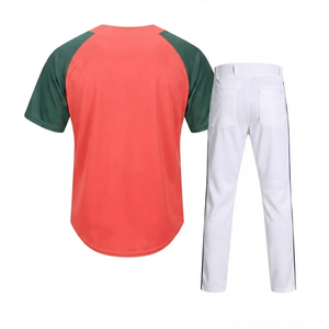 Manufacturer Coral <b>Red</b> Men's Baseball Jersey Pants <b>Silk</b> Screen Printing 100% Polyester Mesh Elastic Waist Quick Dry Front Logo - Product Image 2