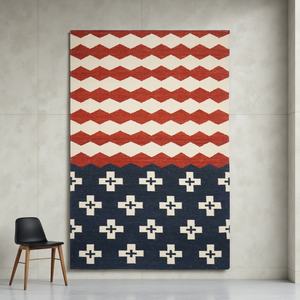 Alfombra Kilim de Lana Hecha a Mano, Diseño Abstracto Moderno, Antideslizante, Ecológica, Apta para Mascotas, de Pelo Corto - Product Image 6