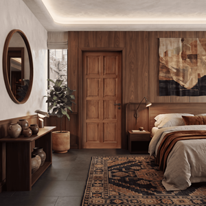 Puerta Batiente de Madera Sólida Posmoderna para Uso Interior en Sala de Estar, Hotel, Villa - Diseño Bien Sellado - Product Image 3