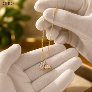 Collier en or jaune 18 carats avec diamants Moissanite, forme poire marquise, style luxueux, chaîne à maillons pour femme - Product Image 3