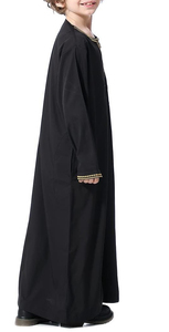 Plain Black Color Embroidery Design Print Kids <b>Thobes</b> With Chest Pocket Organic Cotton made Wholesale Child Boys <b>Thobes</b> - Product Image 2