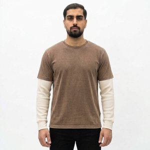 Camiseta de algodón negra de manga corta para hombre, corte regular, cuello redondo, ribete en contraste, estilo casual urbano, transpirable y ecológica. - Product Image 6