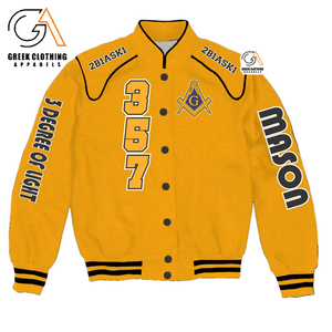 Chaqueta de béisbol de poliéster para hombre, estilo universitario, ecológica, de secado rápido, con cremallera, personalizada, para invierno, para Maestros Masones, venta al por mayor - Product Image 3
