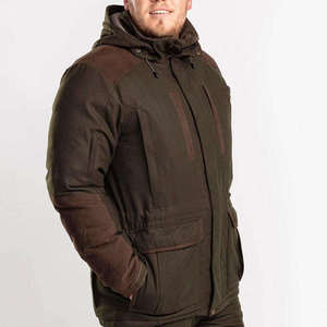 Veste d'hiver à capuche pour homme, couleur unie, respirante, coupe-vent, softshell, manches longues, pour la chasse en plein air, doublure en polyester, fermeture éclair sur le devant - Product Image 1