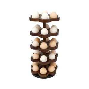 Organizador de Huevos Giratorio de Madera de Acacia, Estante de Almacenamiento de Huevos de 5 Niveles que Ahorra Espacio, Capacidad para 30 Huevos, Estante Organizador para Encimera de Cocina - Product Image 2