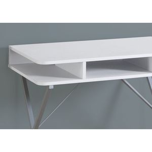 Contemporary Modern 31\"L Home Office <b>Computer</b> <b>Desk</b> with <b>White</b> Laminate Grey Metal Featuring Storage Shelves for Laptop Work - Product Image 3