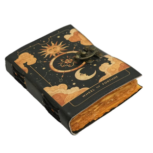 Diario de Cuero Místico Sol y Luna, Libro de Hechizos Wicca, Grimoire Hecho a Mano con Encuadernación Cosida, A6, Regalo - Product Image 1