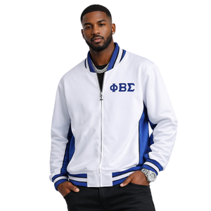 Chaqueta de Calentamiento de Forro Polar Blanco Phi Beta Sigma, Ropa de Fraternidad Griega con Ajuste Atlético, Comodidad y Estilo Deportivo - Product Image 1