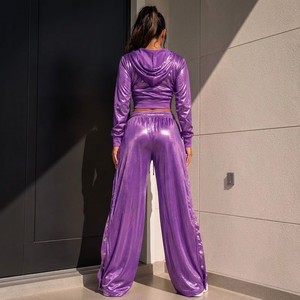 Mid-waisted Silk Wide-leg <b>Trousers</b> for Women Flowing Loose Casual <b>Trousers</b> Eco-Friendly Breathable Sexy Club Style Women's - Product Image 5