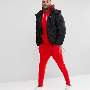 Survêtement à capuche rouge pour homme, couleur unie, décontracté, respirant, en polyester, style automne, avec poches latérales - Product Image 4