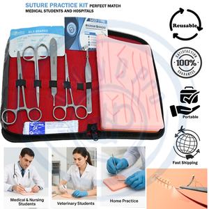 Kit d'entraînement à la suture pour étudiants en médecine, comprenant un grand coussin en silicone, des fils de suture, un kit d'outils, une planche à nœuds et un cours vidéo sur la suture - Product Image 3