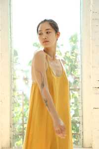 Women Yellow Slip Dress <b>Spaghetti</b> <b>Strap</b> Maxi Dress Loose Fit Summer Cotton Satin Dress Minimalist Casual Long Dress - Product Image 3