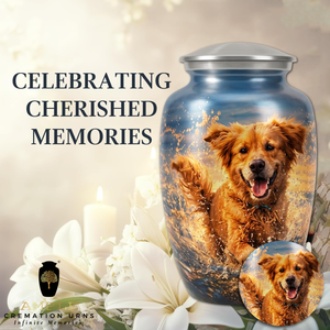 Golden Retriever Dog Urn for Ashes Large Pet <b>Memorial</b> <b>Keepsake</b> Aluminum Eco-Friendly Customizable Design Durable 220 Funeral - Product Image 6