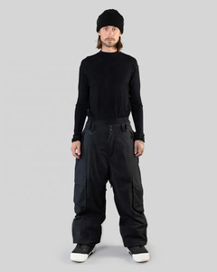 Pantalon de ski et snowboard noir imperméable 10 000 mm coupe-vent avec jupe de neige amovible, pantalon cargo ample unisexe OEM - Product Image 2