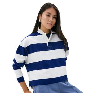 Polo à manches longues rayé pour femmes, séchage rapide, coton de qualité supérieure, prix de gros bon marché, fabricant de polos rayés pour femmes - Product Image 1