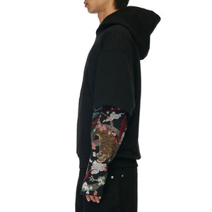 Nouvelle Arrivée Sweat-shirt Unisexe à Capuche Double Couche Effet Vieilli Manches Longues Vintage Oversize Hiver Chaud Polaire Brodé - Product Image 4
