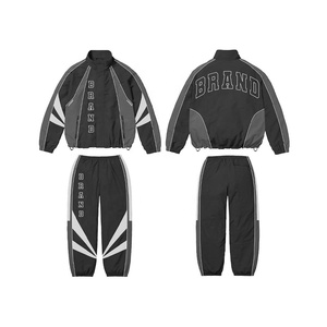 Ensemble de survêtement de marque à manches longues, col montant, respirant, en polyester, style sportif, pour l'automne, unisexe, adulte, coupe classique, style USA - Product Image 2
