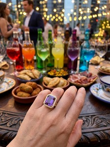 Natural Amethyst 925 Silver Gold Plated European Culture Christian <b>Dainty</b> Bridal Engagement <b>Ring</b> - Product Image 2