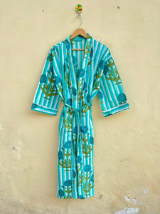 Bata de Kimono con Estampado Digital de Dibujos Animados para Mujer, 100% Algodón Tejido, Suave y Transpirable, Camisón de Verano Hecho a Mano, Cuello en V, Cintura Elástica, ODM - Product Image 4