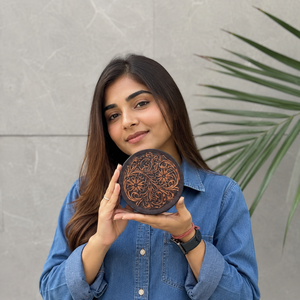 Hot Sale <b>Vanity</b> Bathroom Organizer Box Hand Tooled Leather Stylish Makeup Cosmetic Storage Box Handmade Makeup Box ,Cowhide - Product Image 3